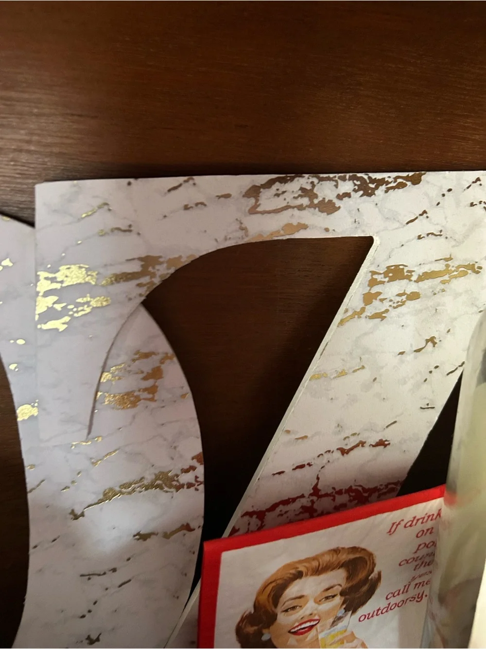Delta zeta wooden letters with white and gold print